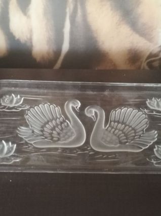 Plat à cake décor de cygne- vintage-plat à gateaux