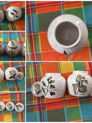 Western Germany-4 pots en faïence effet craquelé à épices pe