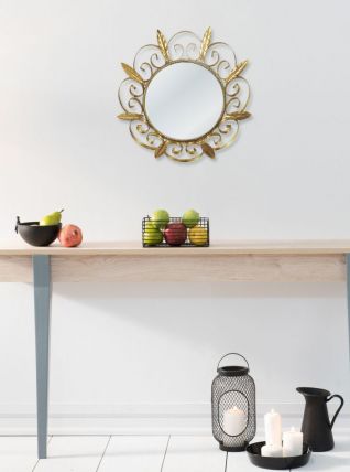 Miroir feuilles doré