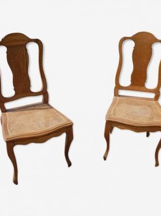 chaise fauteuil de bureau en chene assise cannée