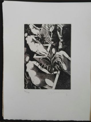 Gravure originale signée - EUREKA d'Edgar POE