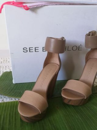 sandales compensées cuir et bois See By CHLOE
