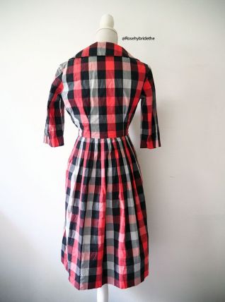 Robe à carreaux cousue main vintage 40's 50's