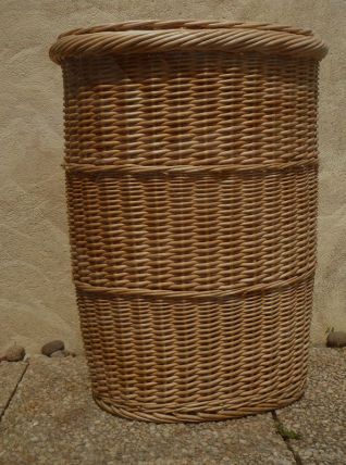 Panier a linge  Oval  en  rotin  blanc