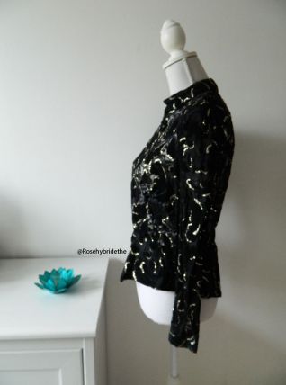 Blouse baroque velours dentelle et strass vintage 80s