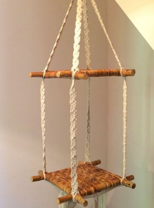 Porte plantes suspension rotin