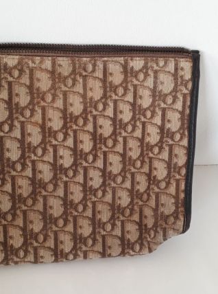 Christian Dior pochette/sac cuir &amp; toile monogramme Dior