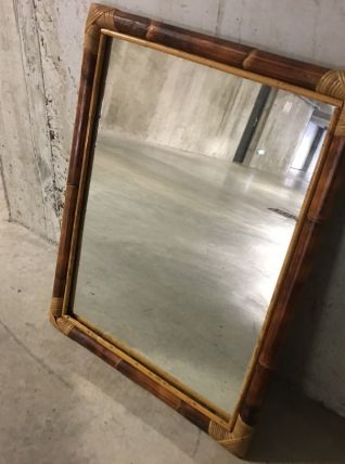 Miroir bambou années 60