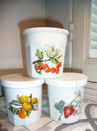 Pots porcelaine conf Pillivuyt Apilco fraise abricot cerises