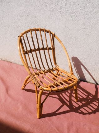 Chaise coquille rotin enfant