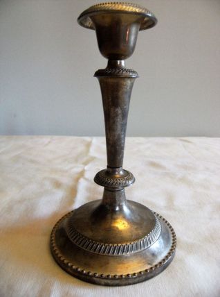 Bougeoir chandelier orfèvrerie argenté drégut