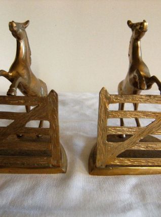 Presse papier livre en bronze/régule doré cheval