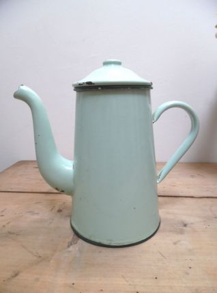 cafetière émaillée couleur vert d'eau