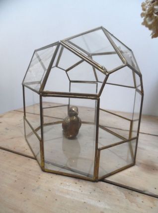 vitrine ou serre en verre et laiton