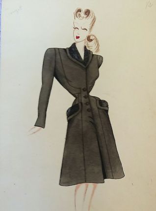 Croquis Mode 1950  manteaux