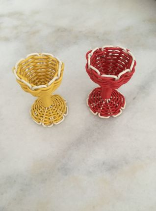 2 coquetiers scoubidou rouges