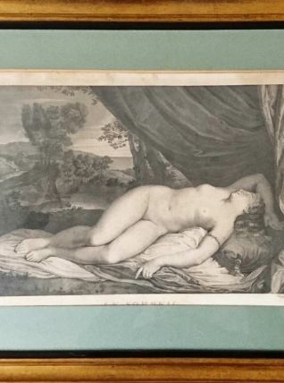 Gravure XVIIIe d'Antoine Louis Romanet "Le Sommeil"