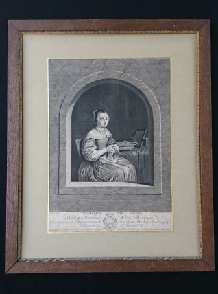 Gravure XVIIIeme siècle - "Tricoteuse Hollandaise"