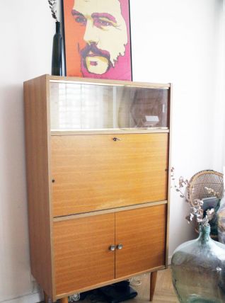 Secrétaire vintage style scandinave 60's pieds compas