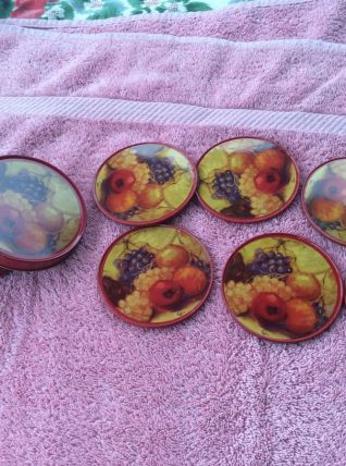 Boîte de 6 Sous verres vintage 