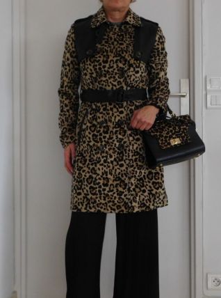 Manteau trench vintage léopard