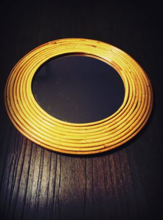 vintage miroir en rotin bambou osier