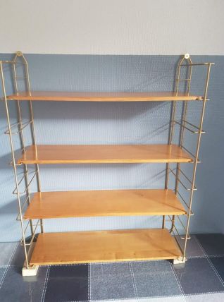 étagères style tomado années 60 structure métal doré étagère