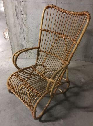 Fauteuil en rotin années 60