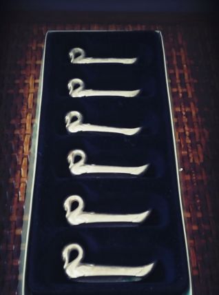 porte couteaux cygne argenté vintage