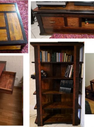 lot de 5 meubles en bois massif (accacia)