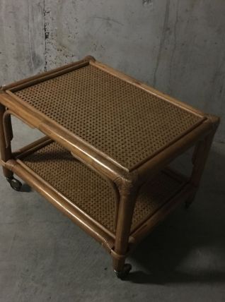 Table basse en rotin années 60