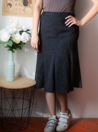 Jupe grise chiné Made in France Vintage