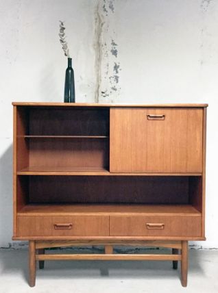 Meuble vitrine vintage scandinave en teck années 60
