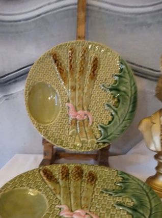 Assiettes céramique barbotines asperge faïence RAPHAEL signé