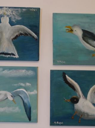 4 peintures huile sur toile 