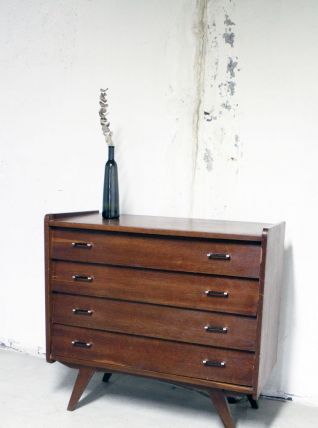 Commode vintage scandinave pieds compas 60's