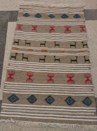 Kilim gris fait à la main en laine 