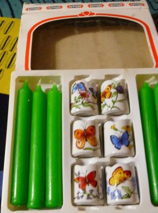 Petits bougeoirs décor papillon