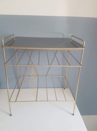table vintage range-vinyles, porte-revues