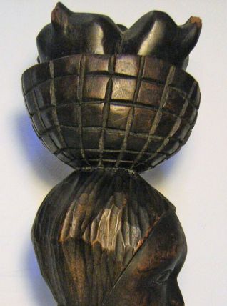 Statue buste femme art africain vintage bois porteuse