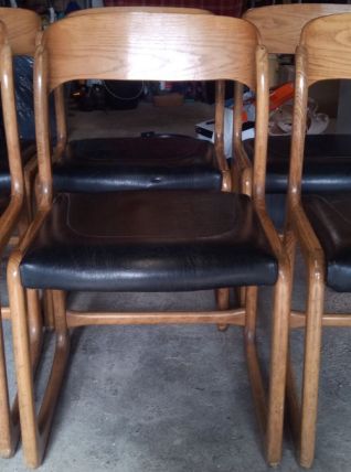 6 Chaises Baumann traineau 