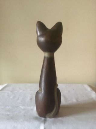 Statuette chat bois 