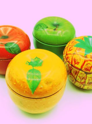 Lot 4 boites métal fruits