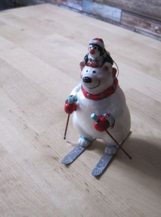 Boule de noel forme d'ours année 1980/1990 