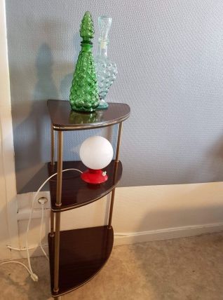 étagère d'angle en formica vintage et structure en métal 