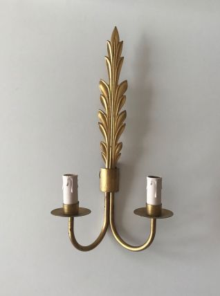 Applique murale vintage dorée grande feuille