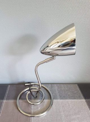 lampe de bureau chromée articulée et pied ressort vintage 