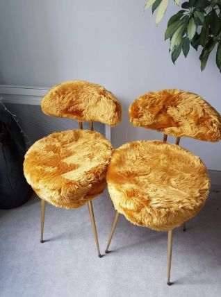 paire de chaises moumoute Pelfran en fourrure synthétique