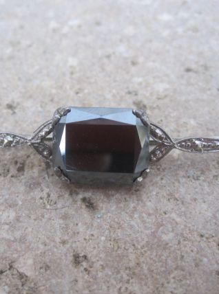 ancienne broche argent serti d'une hématite