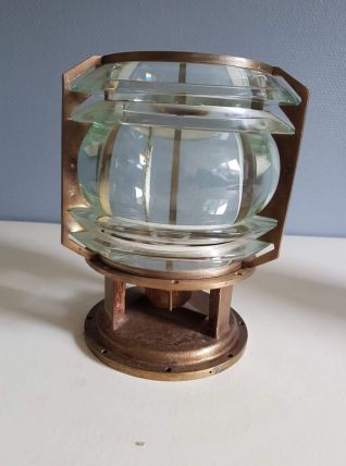 Rare lampe BBT  numérotée en bronze et lentille en verre